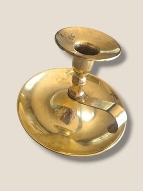 Vintage Chamberstick Candle Holder - Gold Finish